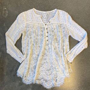 Floreat Anthropologie lace white blouse 10